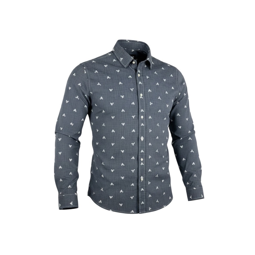 MTailor Button Down Shirt Mens Custom Gray Excellent Motorcycle Print Casual Fun